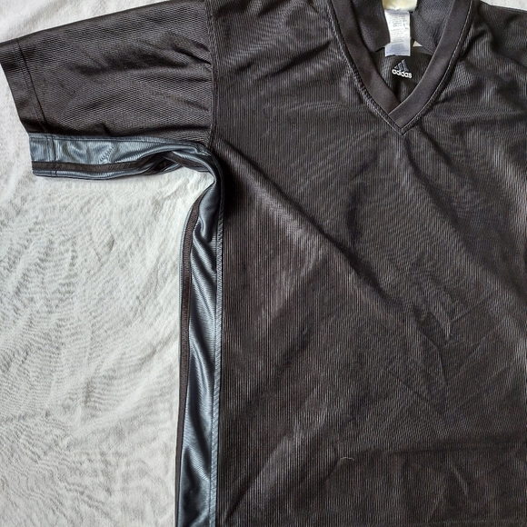 Adidas Ribbed Mens Black With Grey Athletic/Golf Collared Shirt, medium - Picture 3 of 8